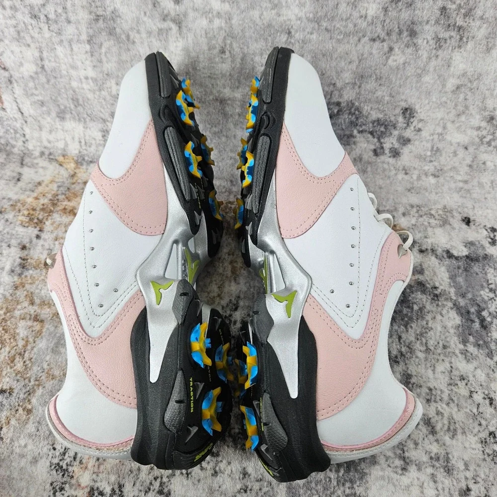 Hi Tec Golf Shoes Womens 10 White‎ Pink Leather Spikes Comfort CDT Power Saddle